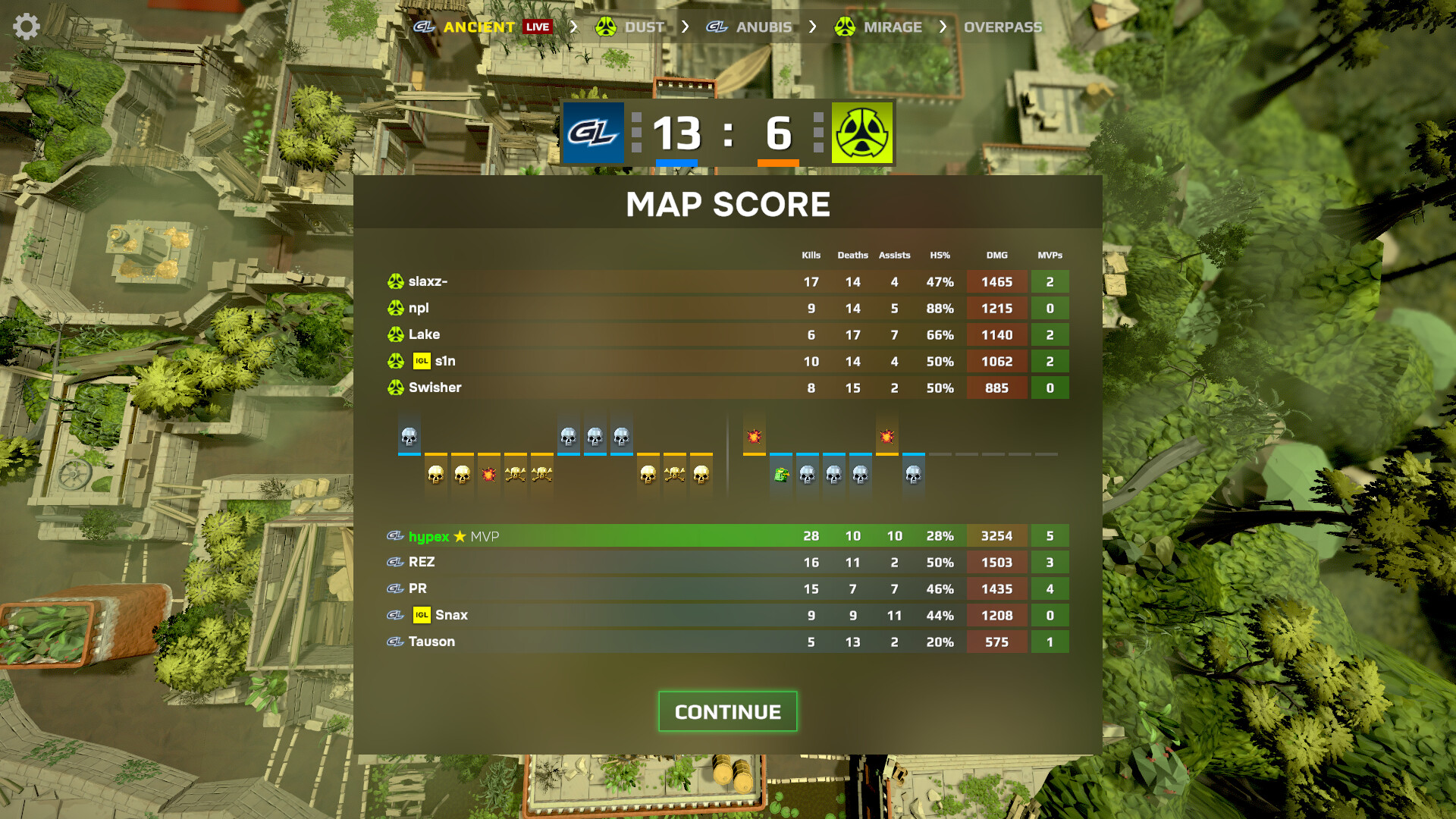 A best-of series scoreboard in Esports Manager 2026